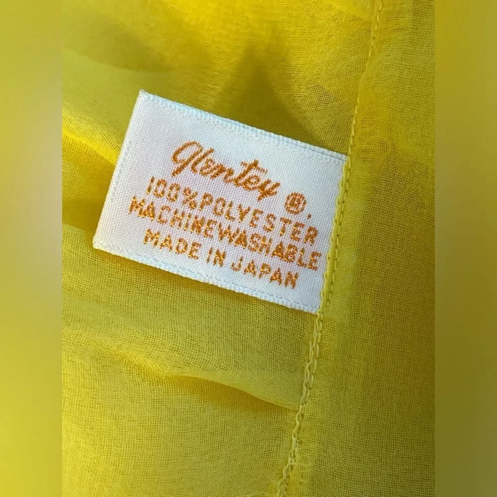 Vintage Glentex 1950s 60s Chiffon Shawl Ruffled Yellow
